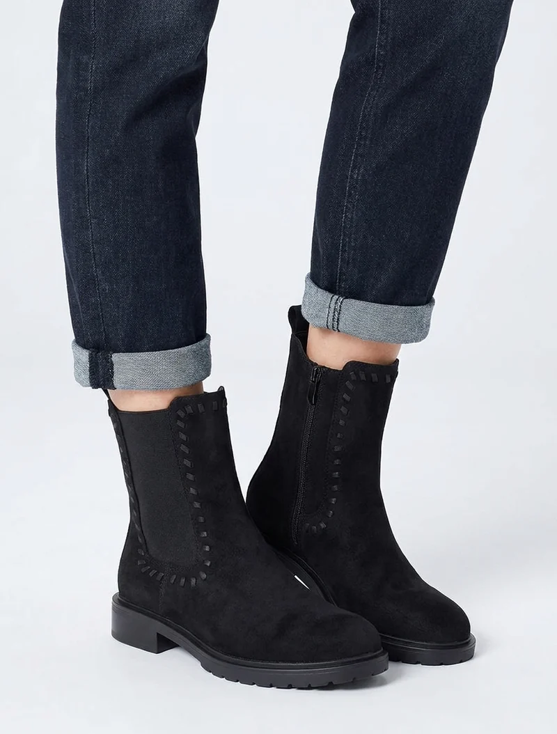 Bottines élastiquées en suédine - Noir
