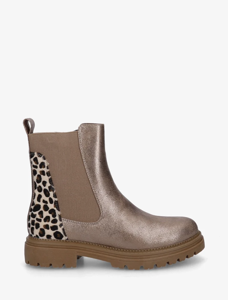 Bottines irisées à contrefort imprimé léopard - Taupe