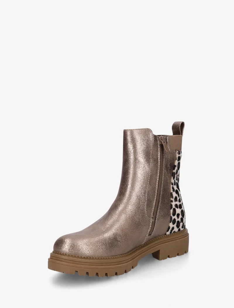 Bottines irisées à contrefort imprimé léopard - Taupe