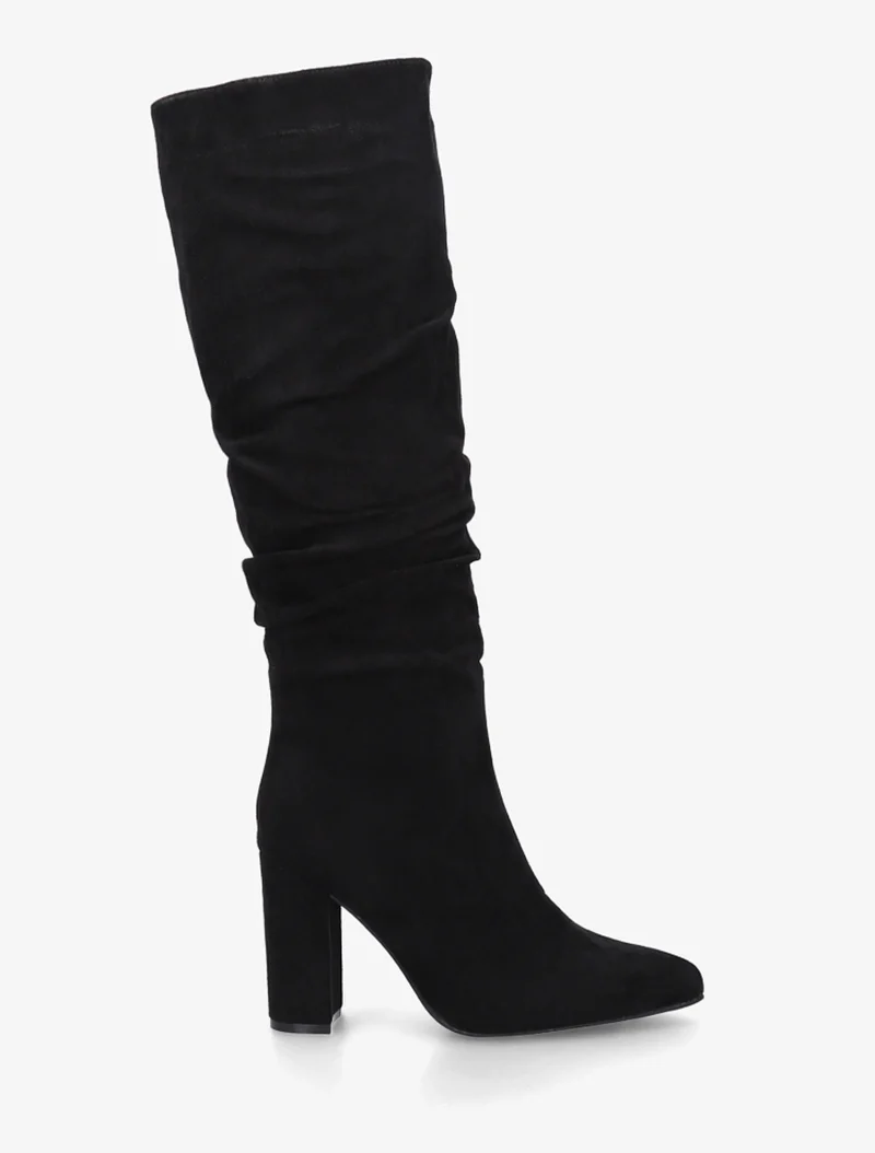 Bottes froncées en suédine à bouts pointus - Noir