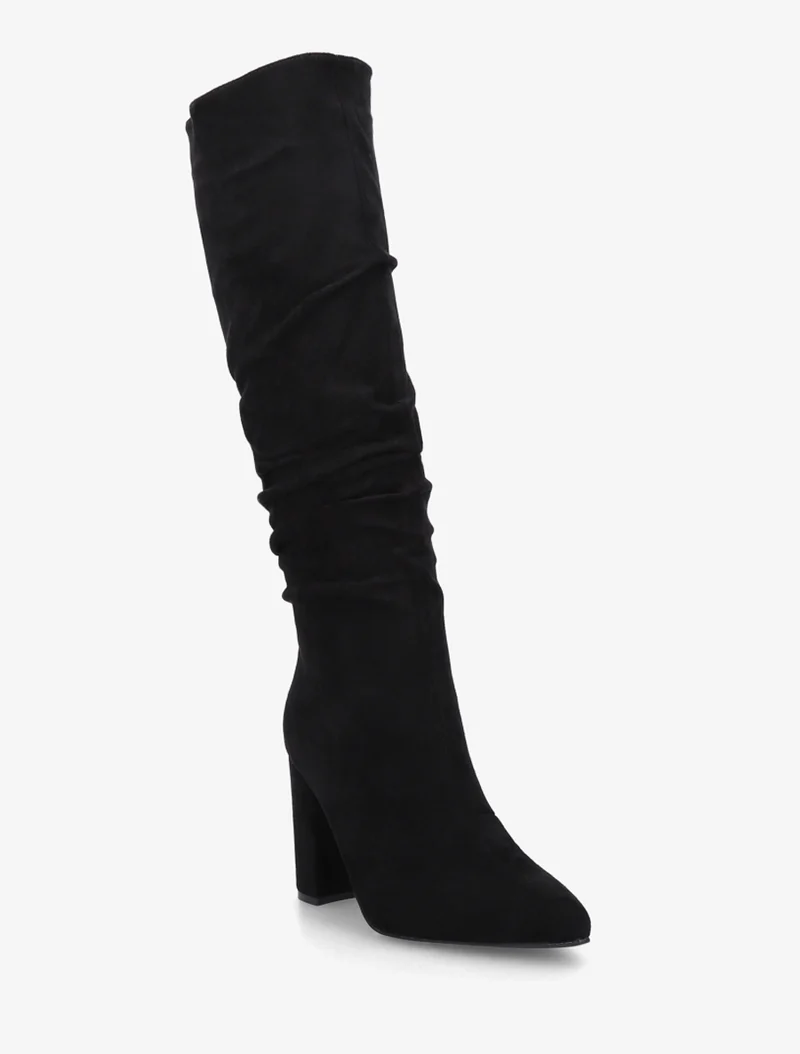 Bottes froncées en suédine à bouts pointus - Noir
