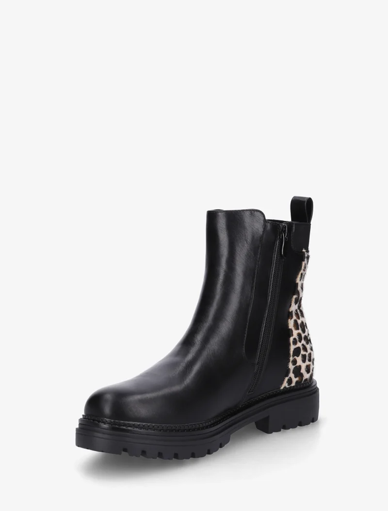Bottines en simili à contrefort léopard - Noir