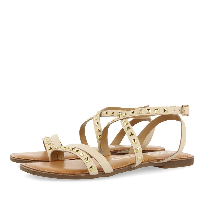 OFF-WHITE LEATHER SANDALS WITH STUDS FOR WOMEN MAIZI