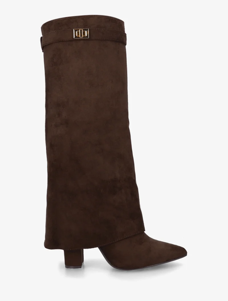 Bottes en suédine à revers - Marron