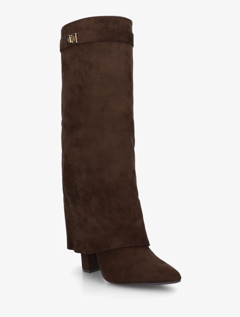 Bottes en suédine à revers - Marron