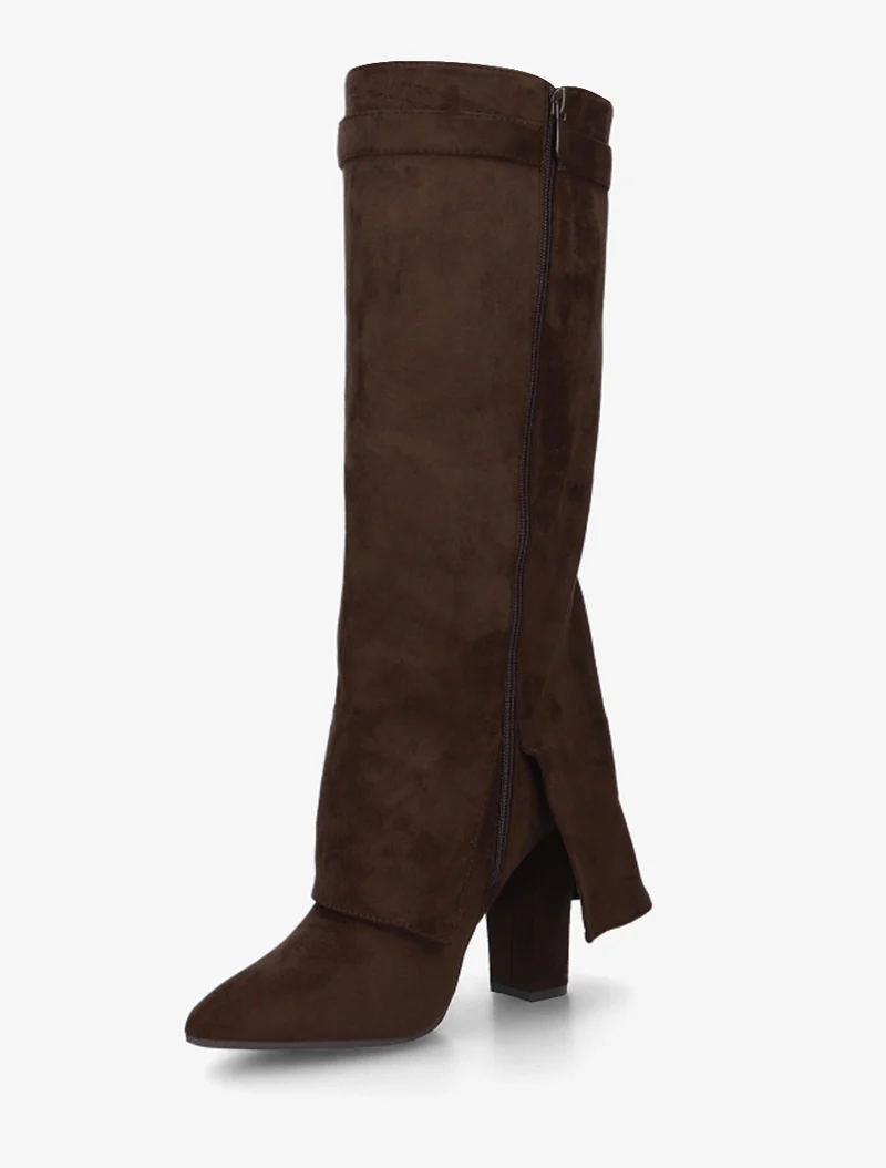 Bottes en suédine à revers - Marron
