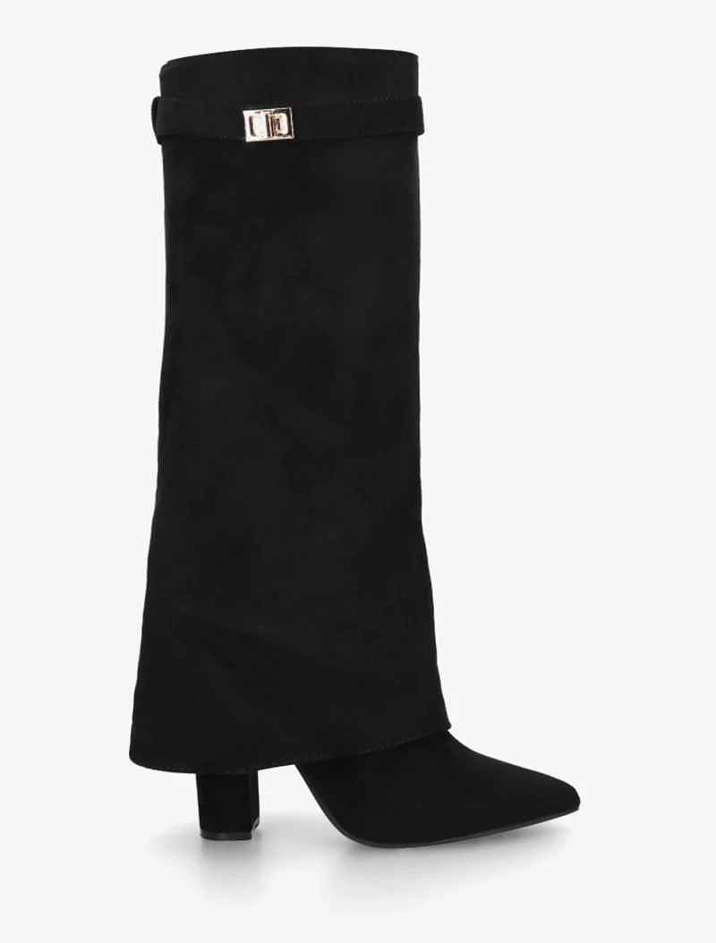 Bottes en suédine à revers - Noir