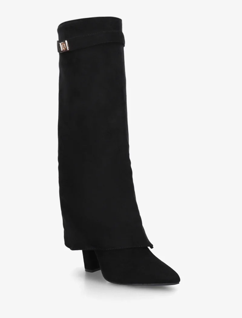 Bottes en suédine à revers - Noir