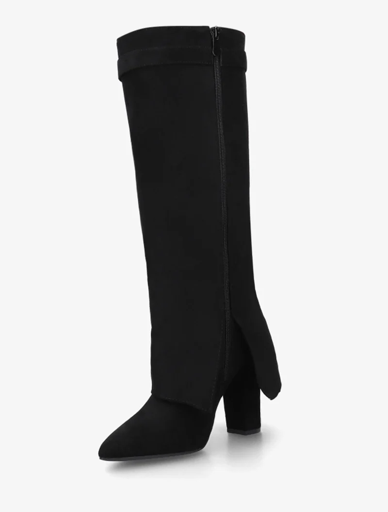 Bottes en suédine à revers - Noir