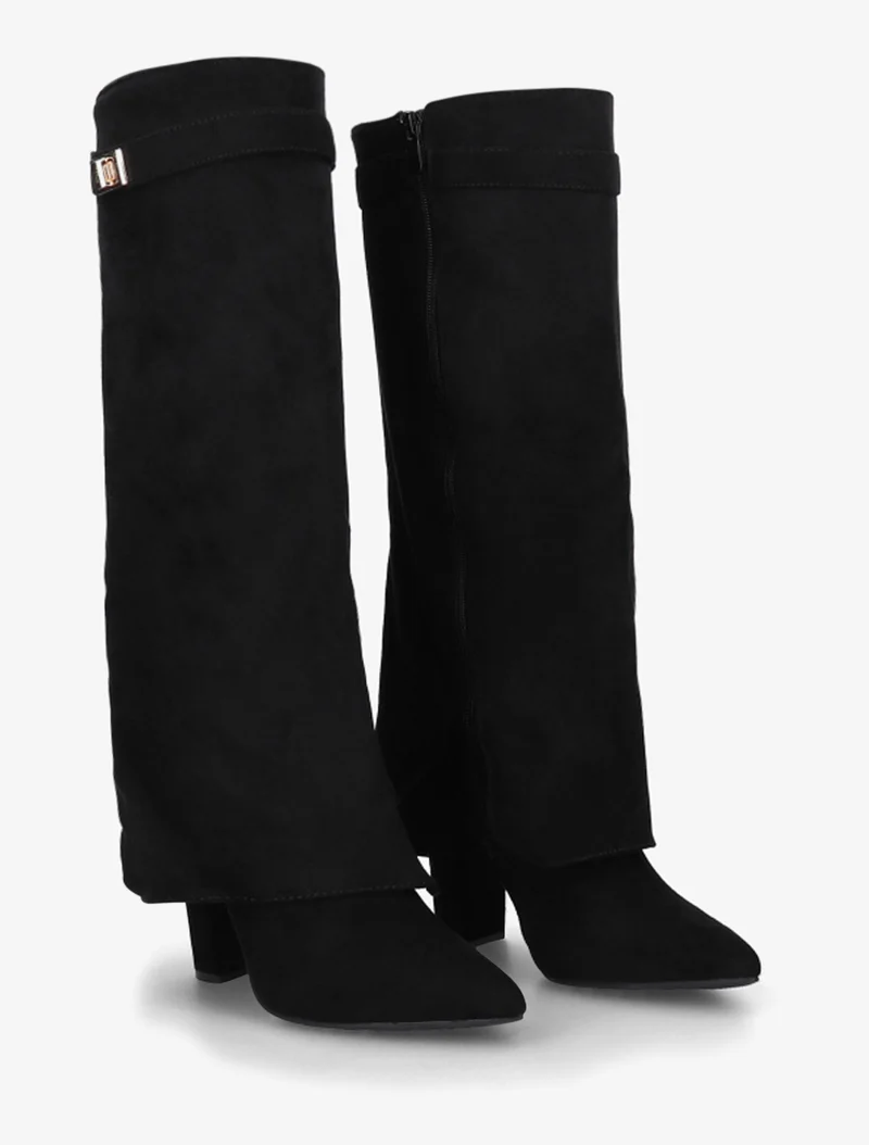 Bottes en suédine à revers - Noir