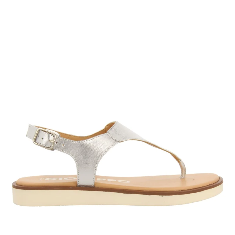 SILVER LEATHER SANDALS FOR WOMEN FIERZE