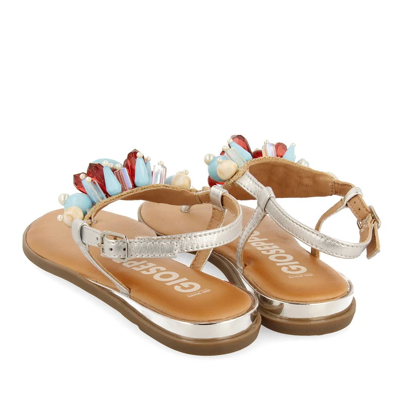 WOMEN'S PLATED LEATHER SANDALS WITH MULTICOLOURED TRIMMINGS IN GREEK STYLE HAYLE