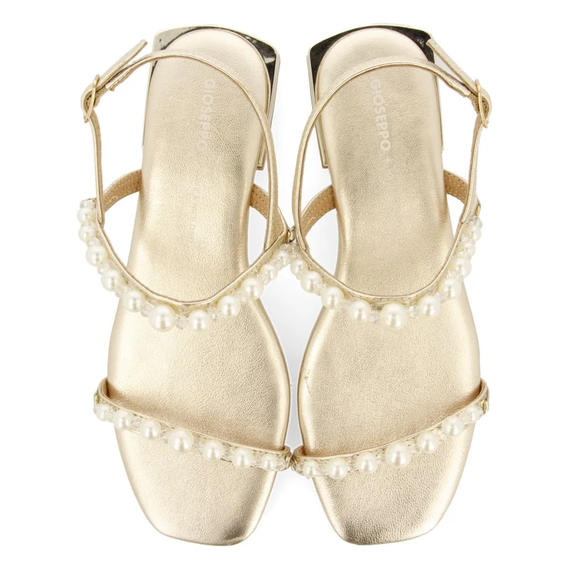 WOMEN'S PLATINUM LEATHER SANDALS WITH PEARLS ZERQAN
