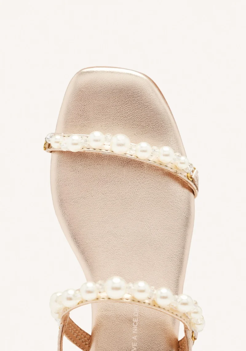 WOMEN'S PLATINUM LEATHER SANDALS WITH PEARLS ZERQAN