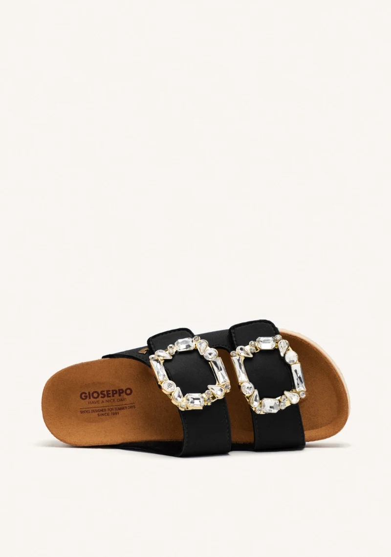 ADERKLAA WOMEN'S BLACK BIO STYLE SANDALS WITH JEWEL EMBELLISHMENT