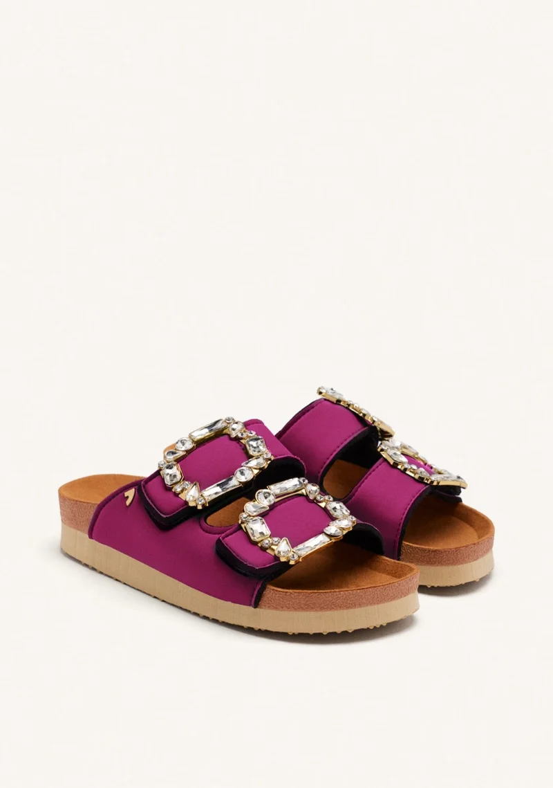 ADERKLAA WOMEN'S FUCHSIA BIO STYLE SANDALS WITH JEWEL EMBELLISHMENT