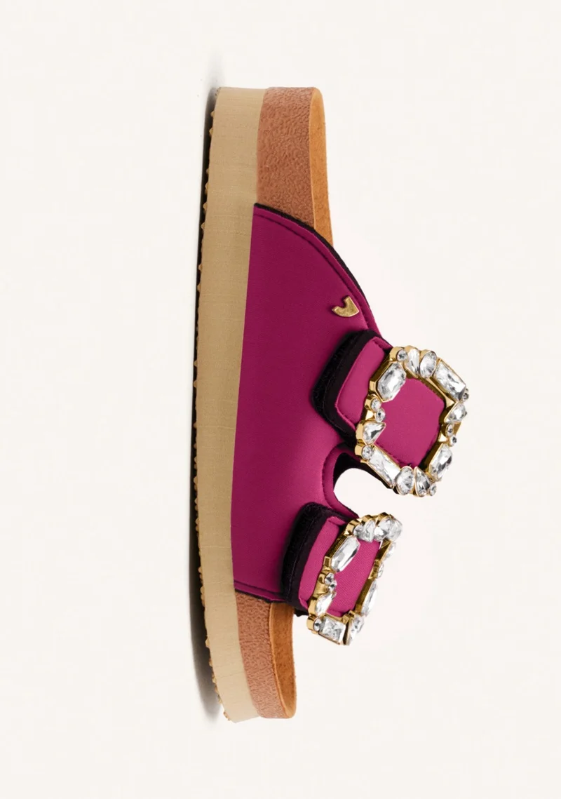 ADERKLAA WOMEN'S FUCHSIA BIO STYLE SANDALS WITH JEWEL EMBELLISHMENT