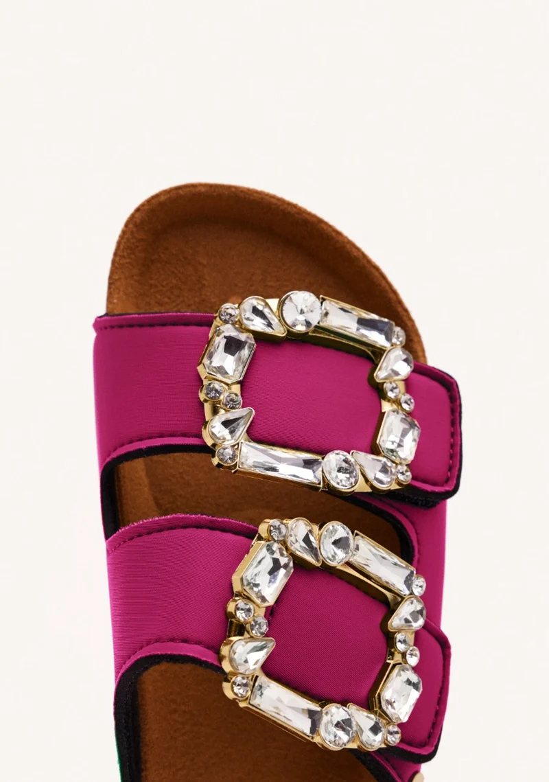 ADERKLAA WOMEN'S FUCHSIA BIO STYLE SANDALS WITH JEWEL EMBELLISHMENT
