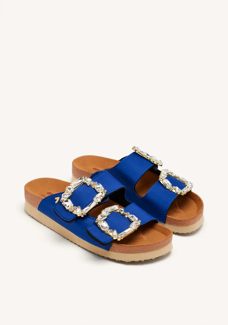 ADERKLAA WOMEN'S BLUE BIO STYLE SANDALS WITH JEWEL EMBELLISHMENT