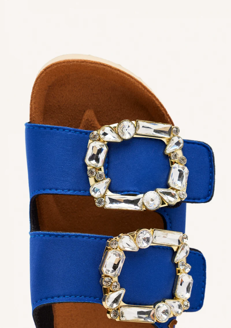 ADERKLAA WOMEN'S BLUE BIO STYLE SANDALS WITH JEWEL EMBELLISHMENT