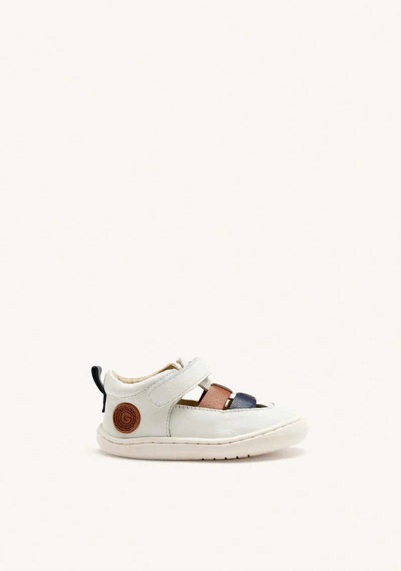WHITE CRAB-STYLE SANDALS WITH COLOR ACCENTS AND ADJUSTABLE CLOSURES FOR BABIES POREC