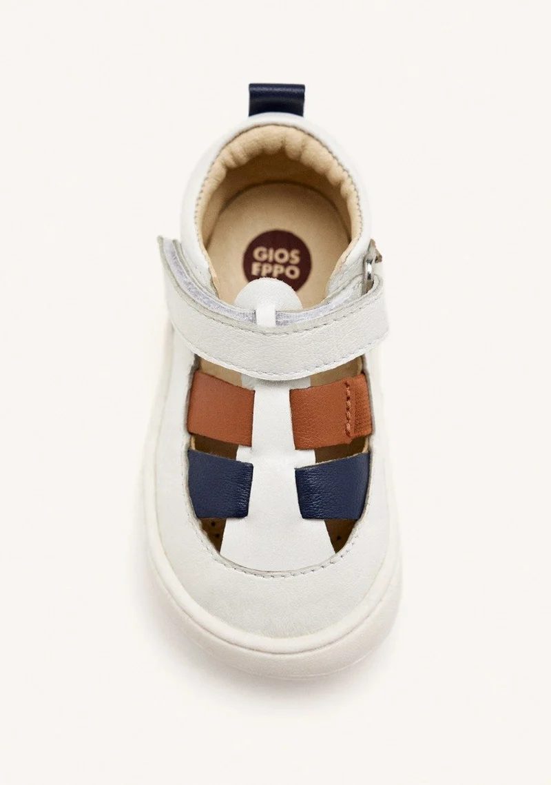 WHITE CRAB-STYLE SANDALS WITH COLOR ACCENTS AND ADJUSTABLE CLOSURES FOR BABIES POREC