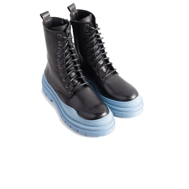 Nagasaki Black Leather/Blue Sole