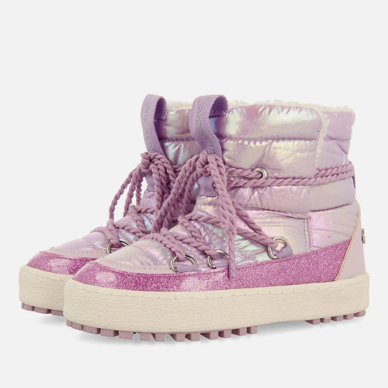 PADDED METALLIC SATIN APRÈS-SKI STYLE BOOTS