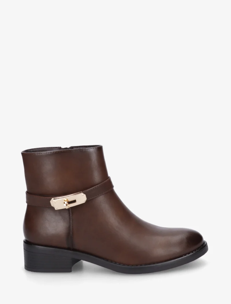 Bottines en simili à boucle décorative - Chocolat