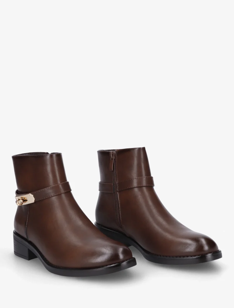 Bottines en simili à boucle décorative - Chocolat
