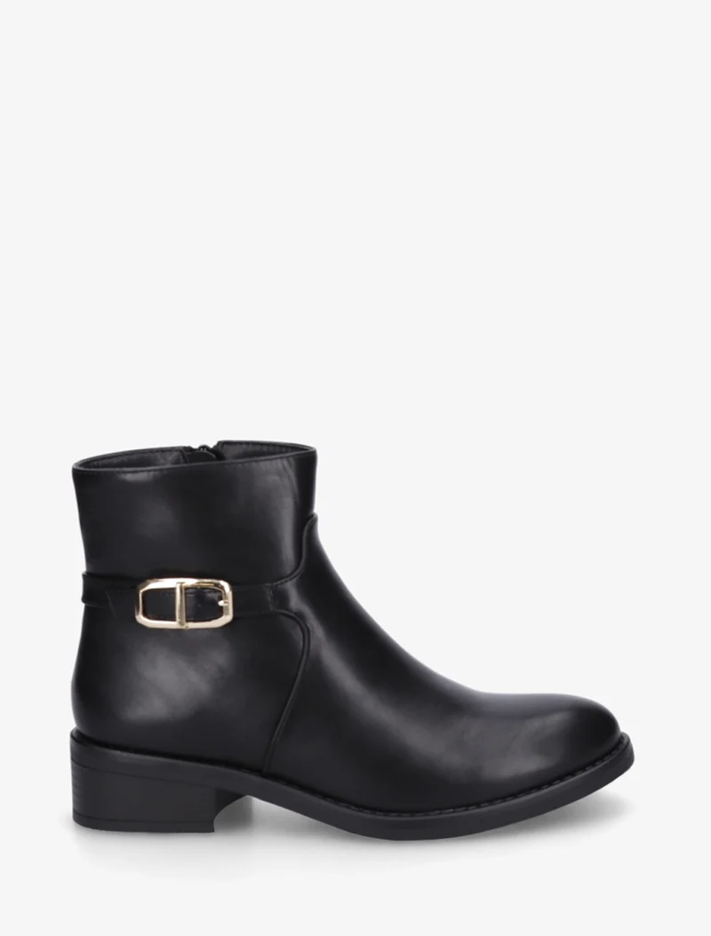 Bottines en simili à boucle métallique - Noir