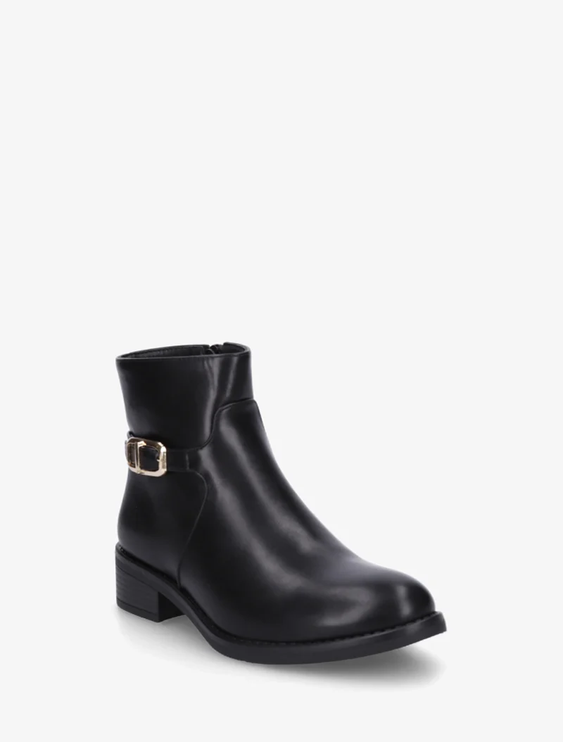 Bottines en simili à boucle métallique - Noir