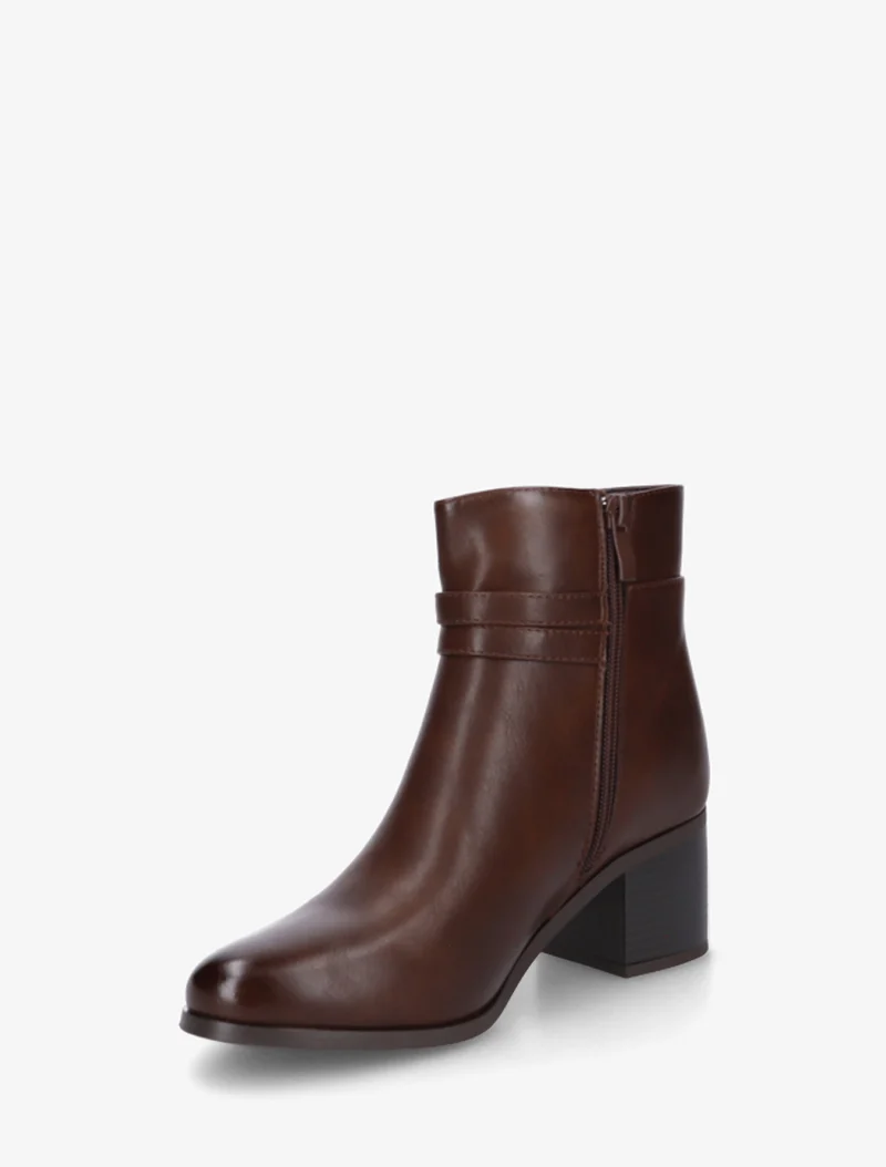 Bottines en simili à double boucles - Marron