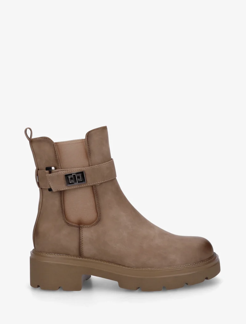 Bottines élastiquées à boucle décorative - Taupe