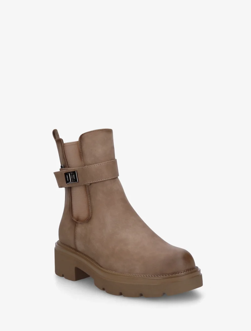 Bottines élastiquées à boucle décorative - Taupe