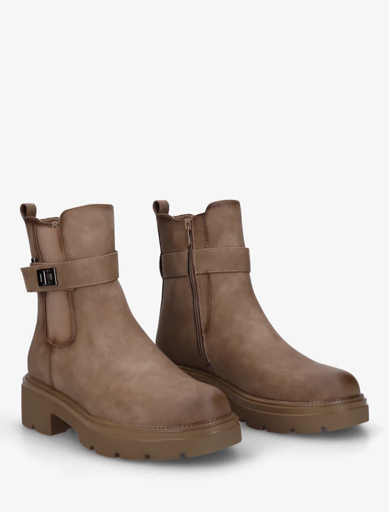 Bottines élastiquées à boucle décorative - Taupe