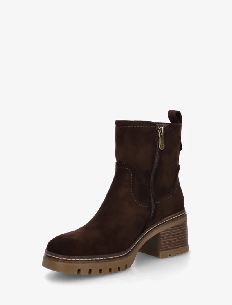 Bottines en suédine à zip décoratif - Marron