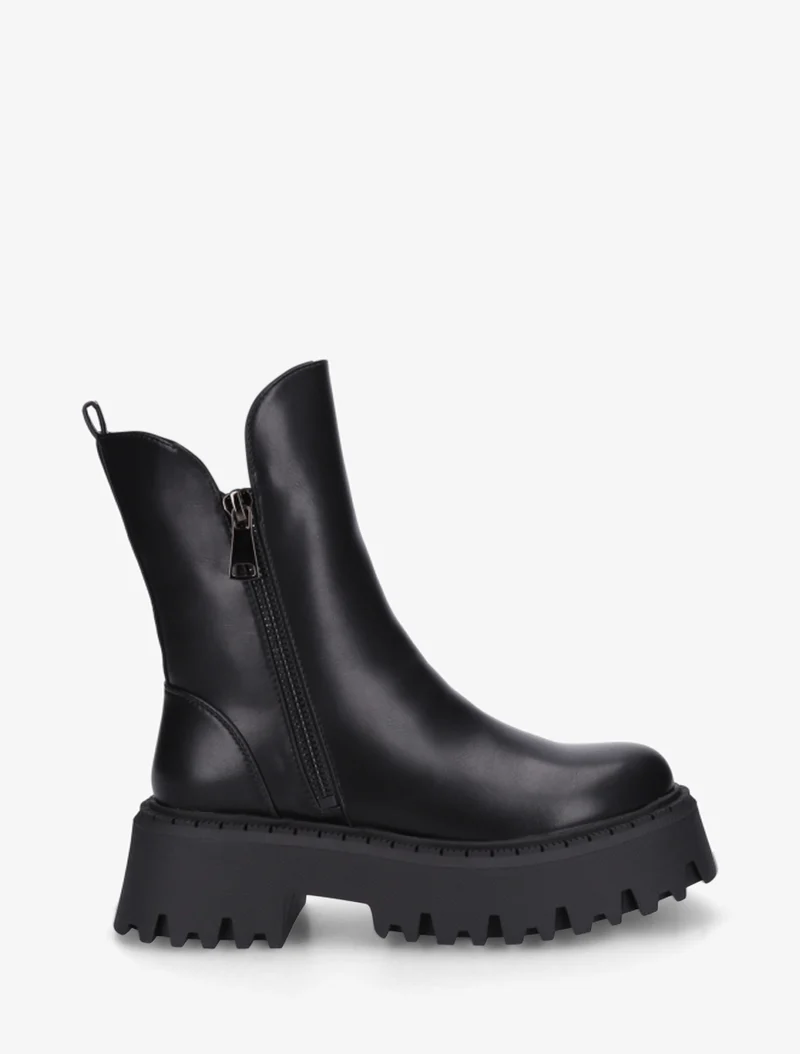 Bottines hautes à semelle crantée - Noir