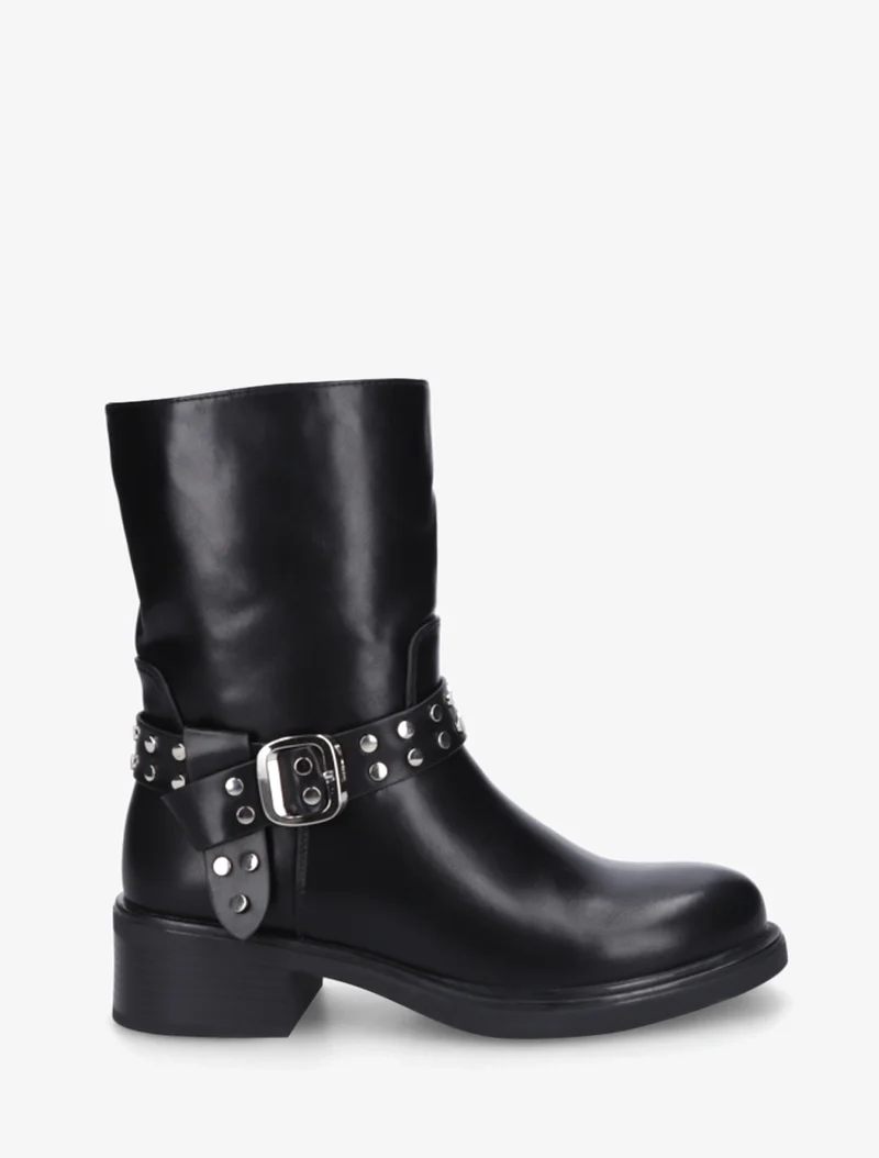 Bottines à sangle cloutée décorative - Noir