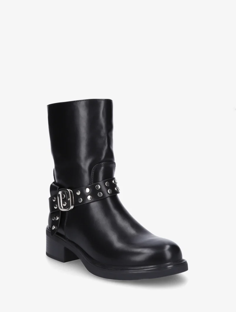 Bottines à sangle cloutée décorative - Noir