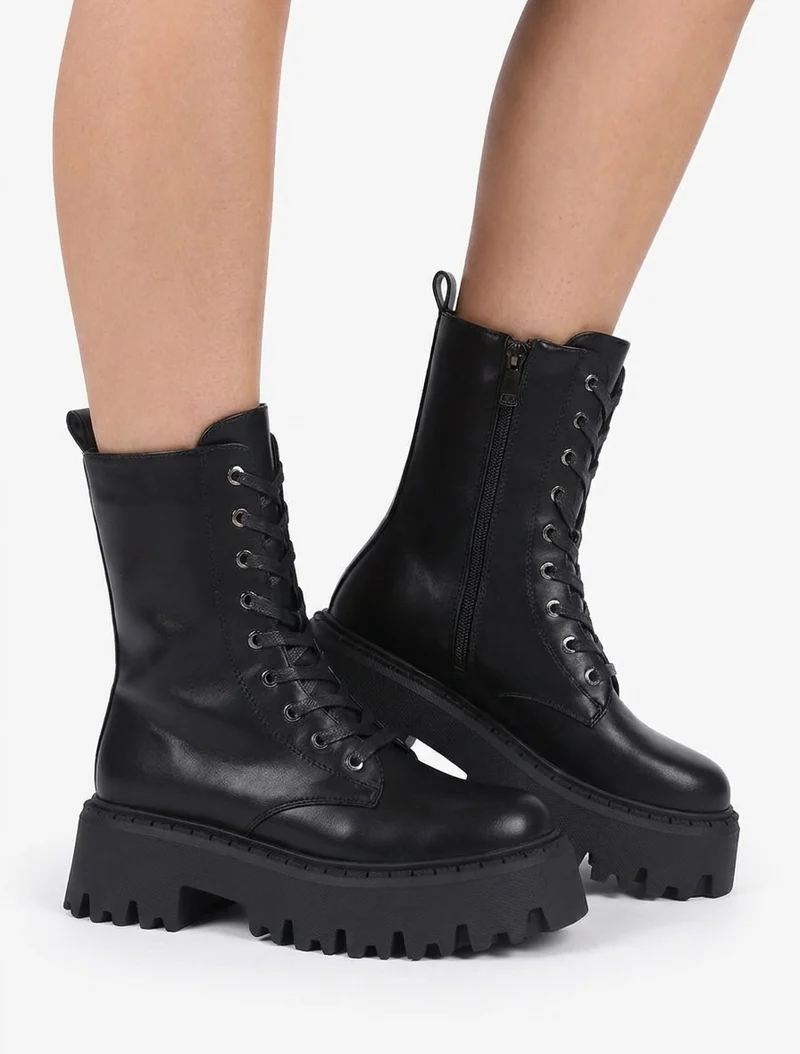 Bottines montantes style rangers - Noir