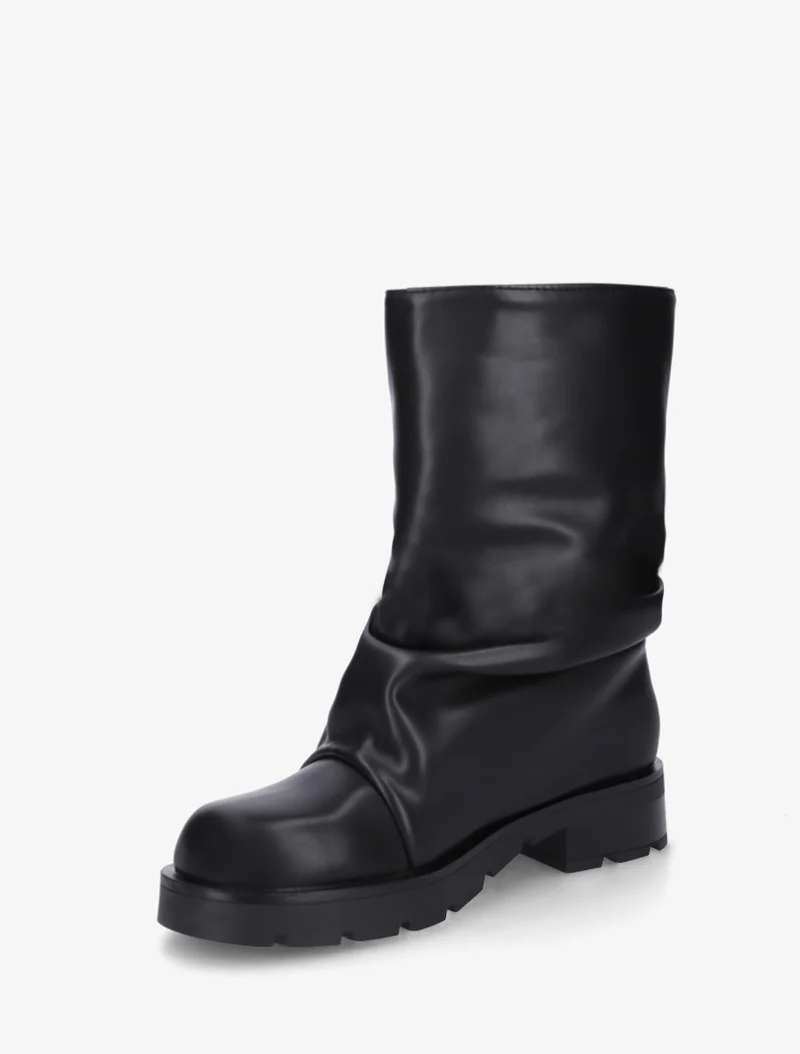 Bottines effet froissé à empiècement métal - Noir