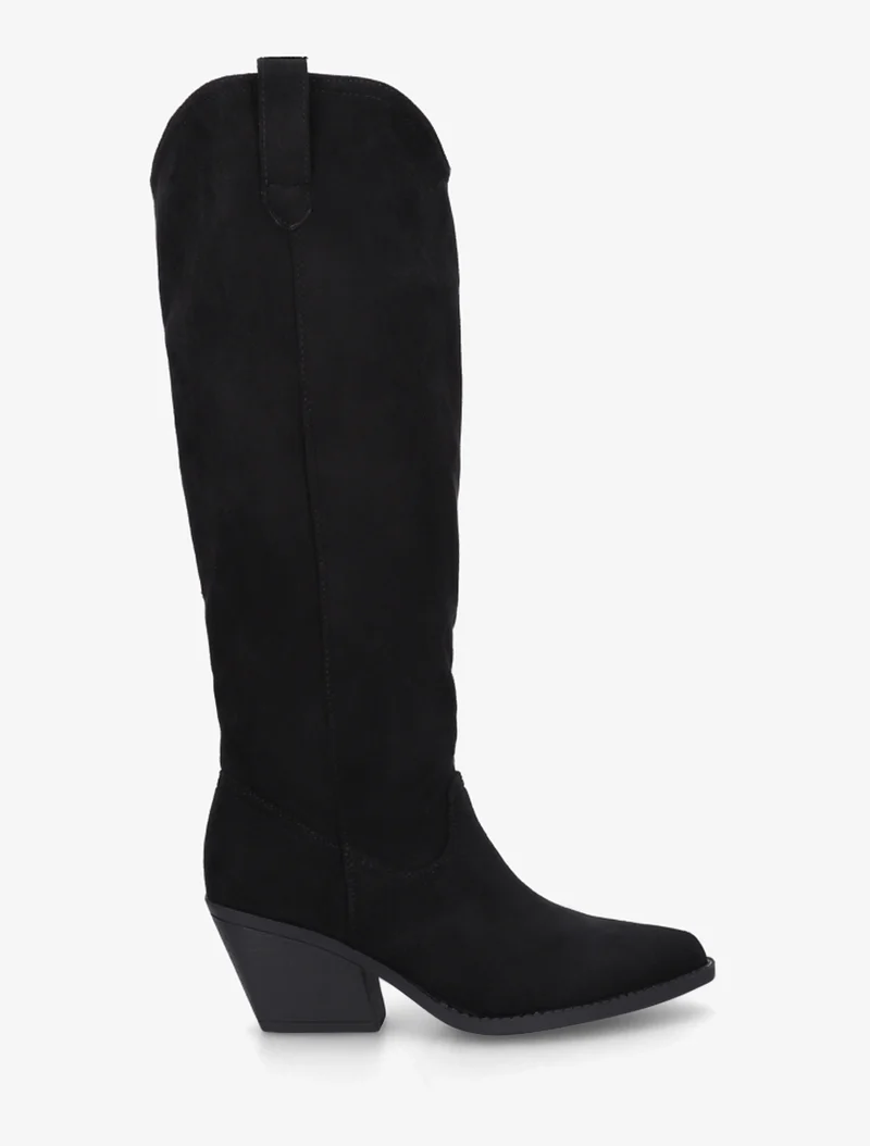Bottes en suédine style santiag - Noir