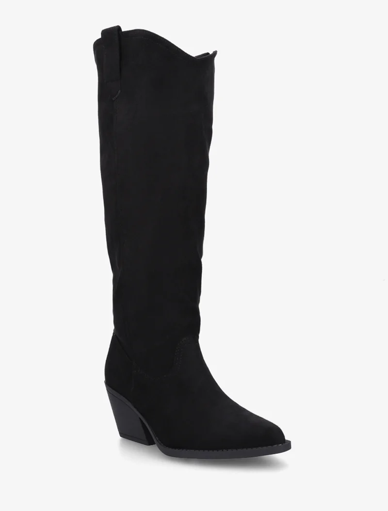 Bottes en suédine style santiag - Noir