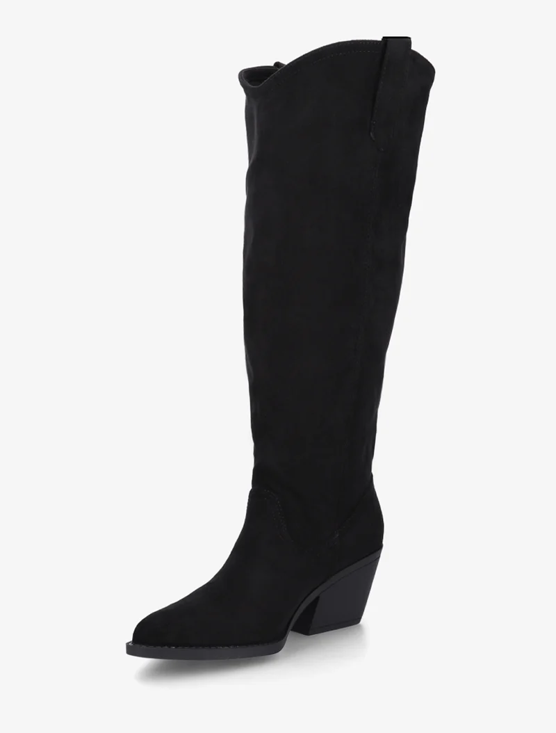 Bottes en suédine style santiag - Noir