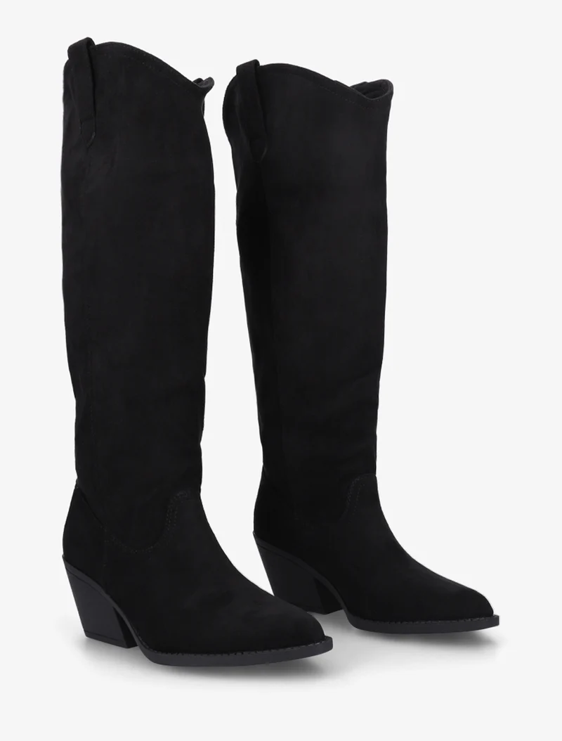 Bottes en suédine style santiag - Noir