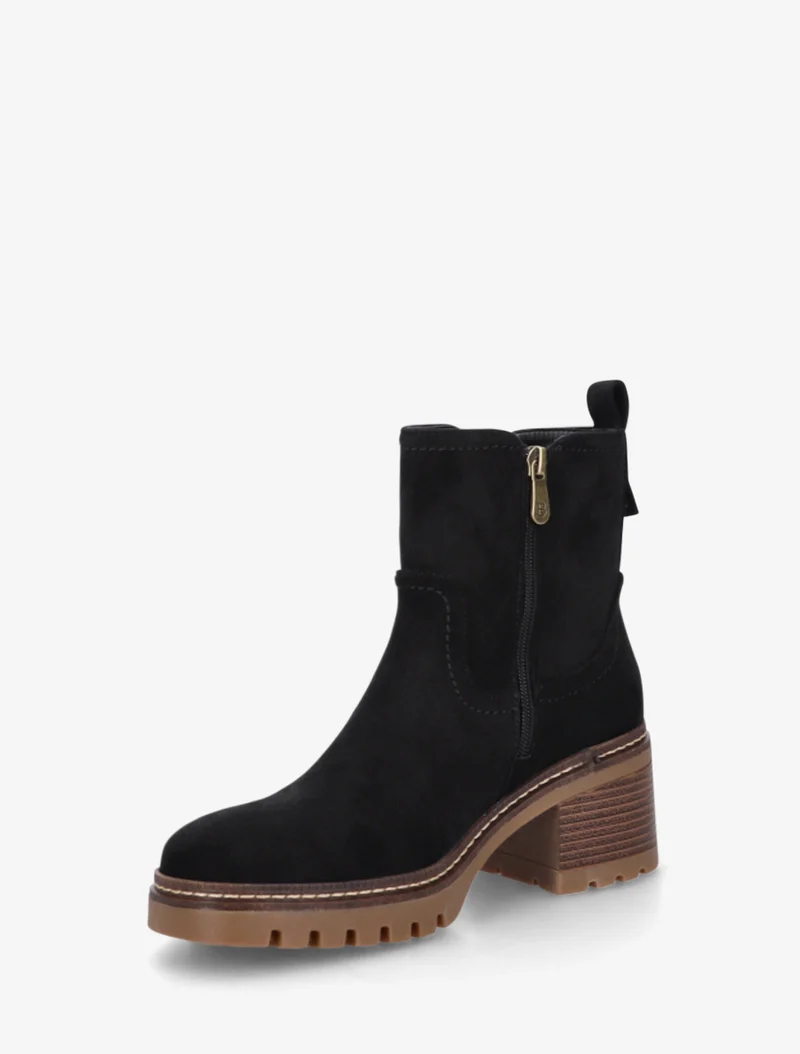 Bottines en suédine à zip décoratif - Noir