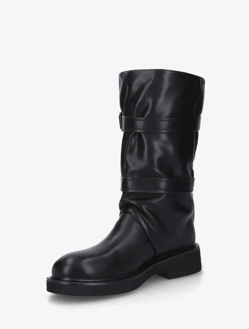 Bottines en simili à double sangles - Noir