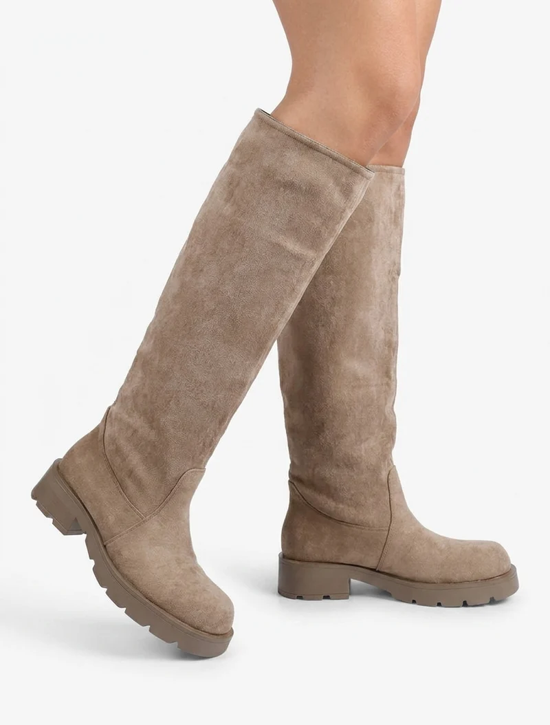 Bottes en suédine unies - Taupe
