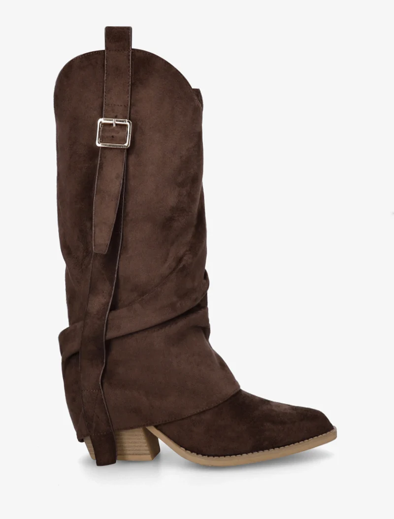 Bottes en suédine à revers - Marron